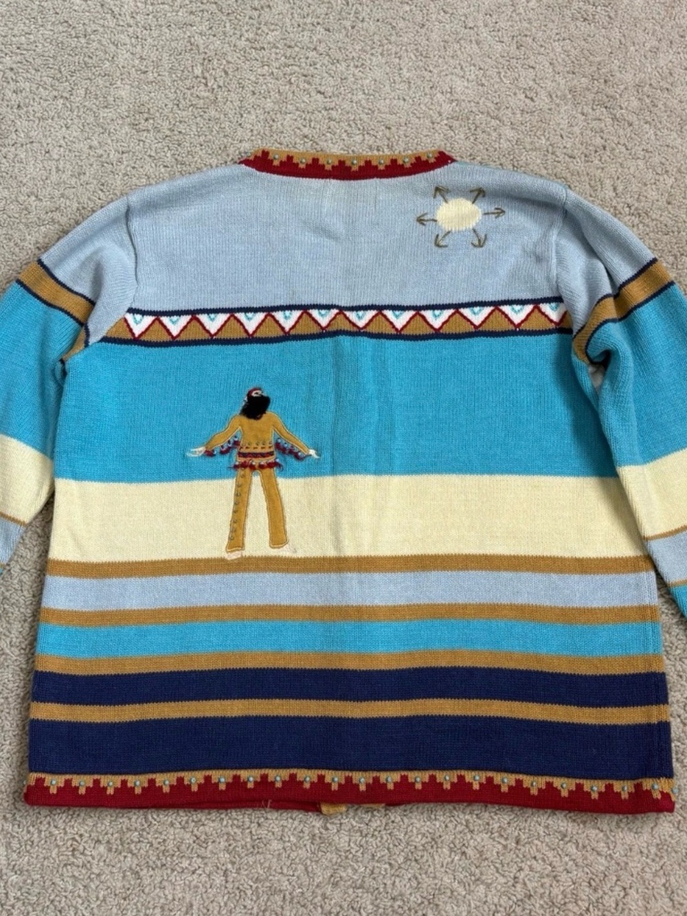 Vintage Storybook Indian Teepee knitted button down - Picture 3 of 14